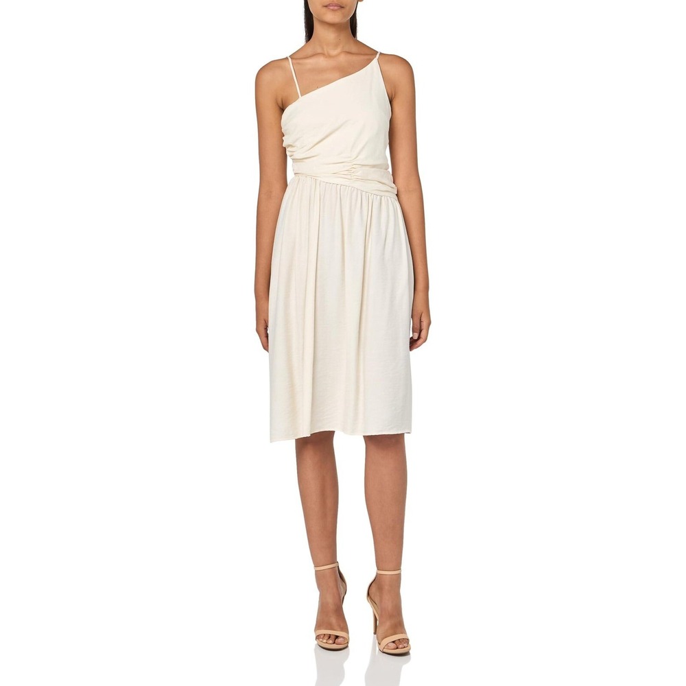 BCBG New York Asymmetric‎ Neck White Dress Size 4 AV Medium Regular